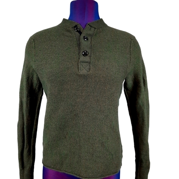 Rag & Bone Olive Green 100% Extra Fine Merino Wool Sweater‎ Size Medium Women's - Picture 9 of 9